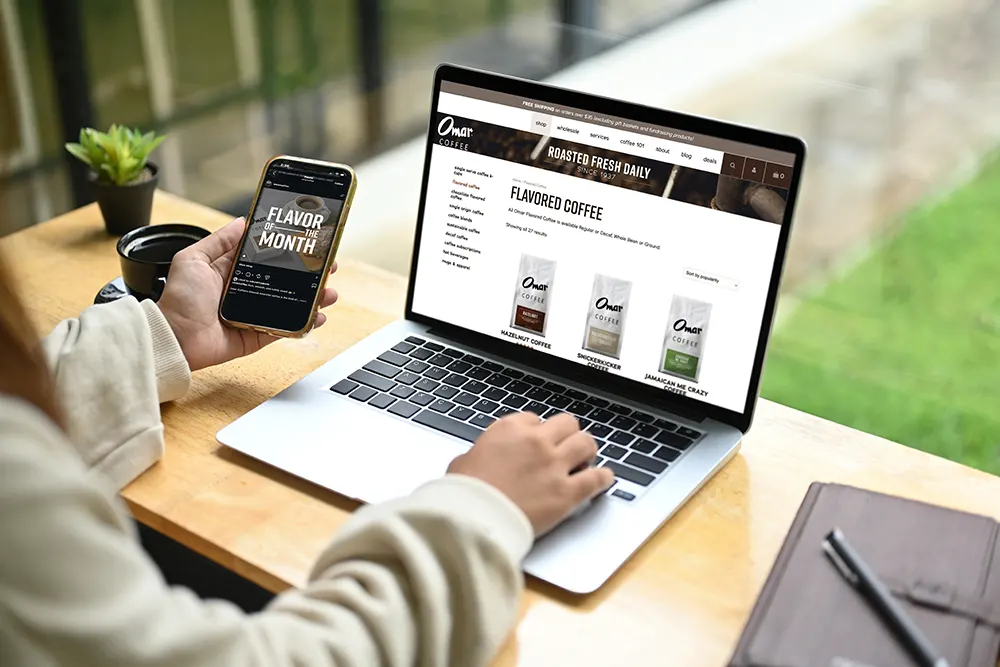 Person viewing a mobile display ad on their smartphone.