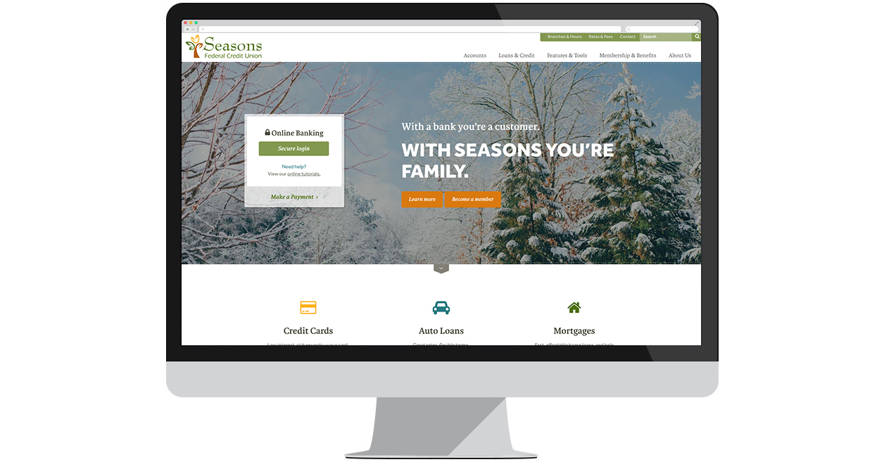 Seasons Federal Credit Union's new website