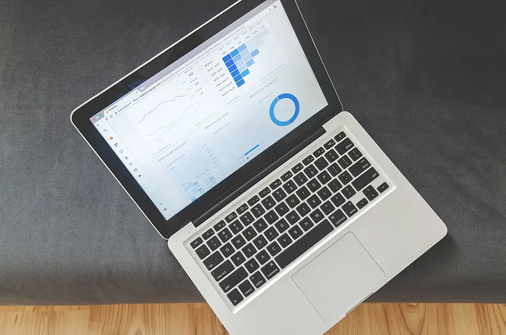 Laptop showing analytics data collection.