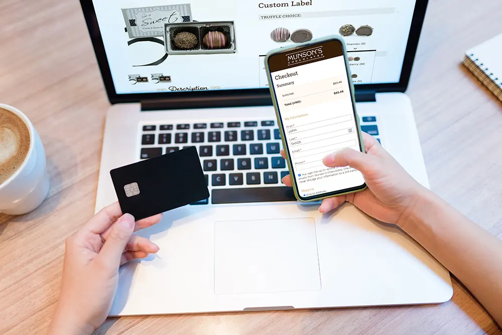 Person making a purchase from an eCommerce website on their smartphone.