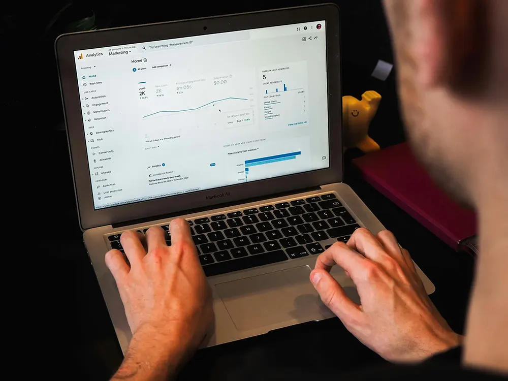 Person looking at website analytics data and reporting.