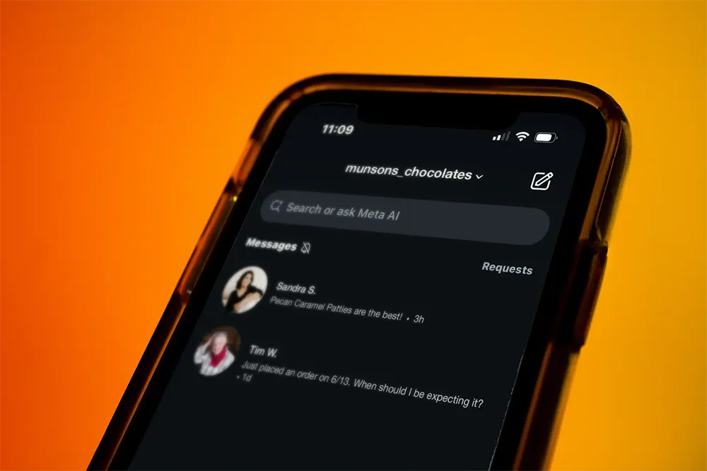 Smartphone showing messages from a social media platform.