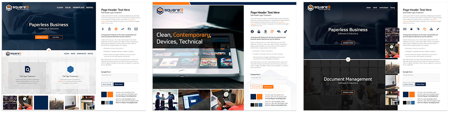 Style boards for Square 9 web design