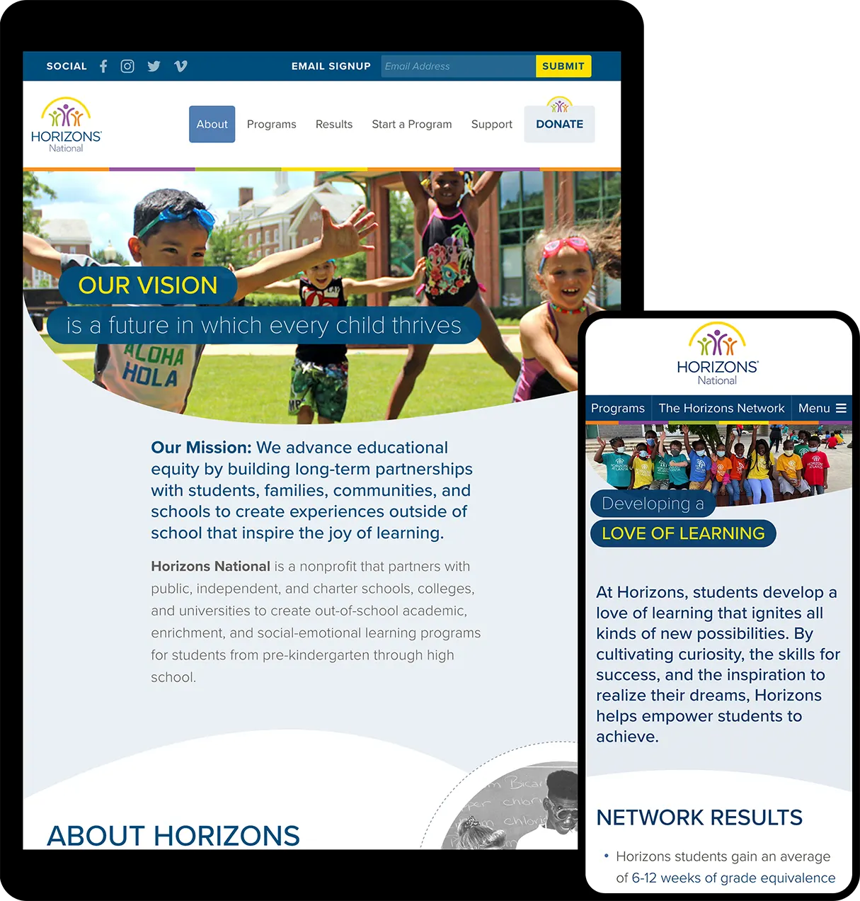 Horizons National Website Design