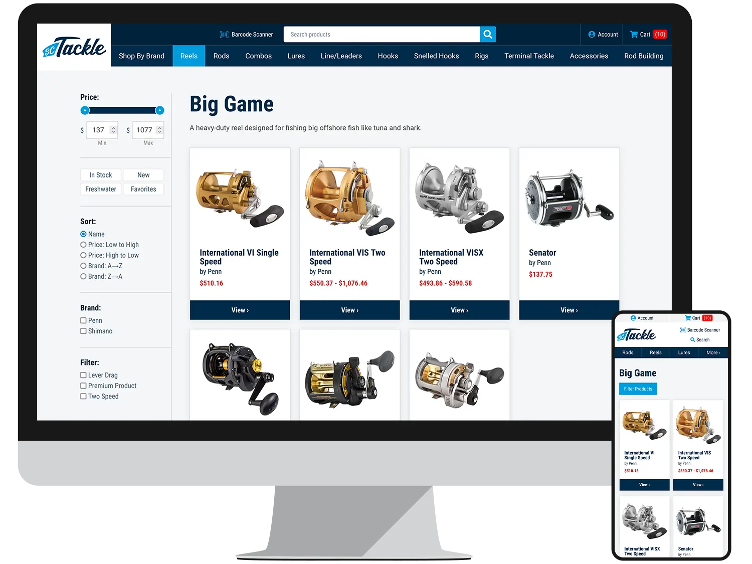 Southern Connecticut Tackle eCommerce Page - Big Game