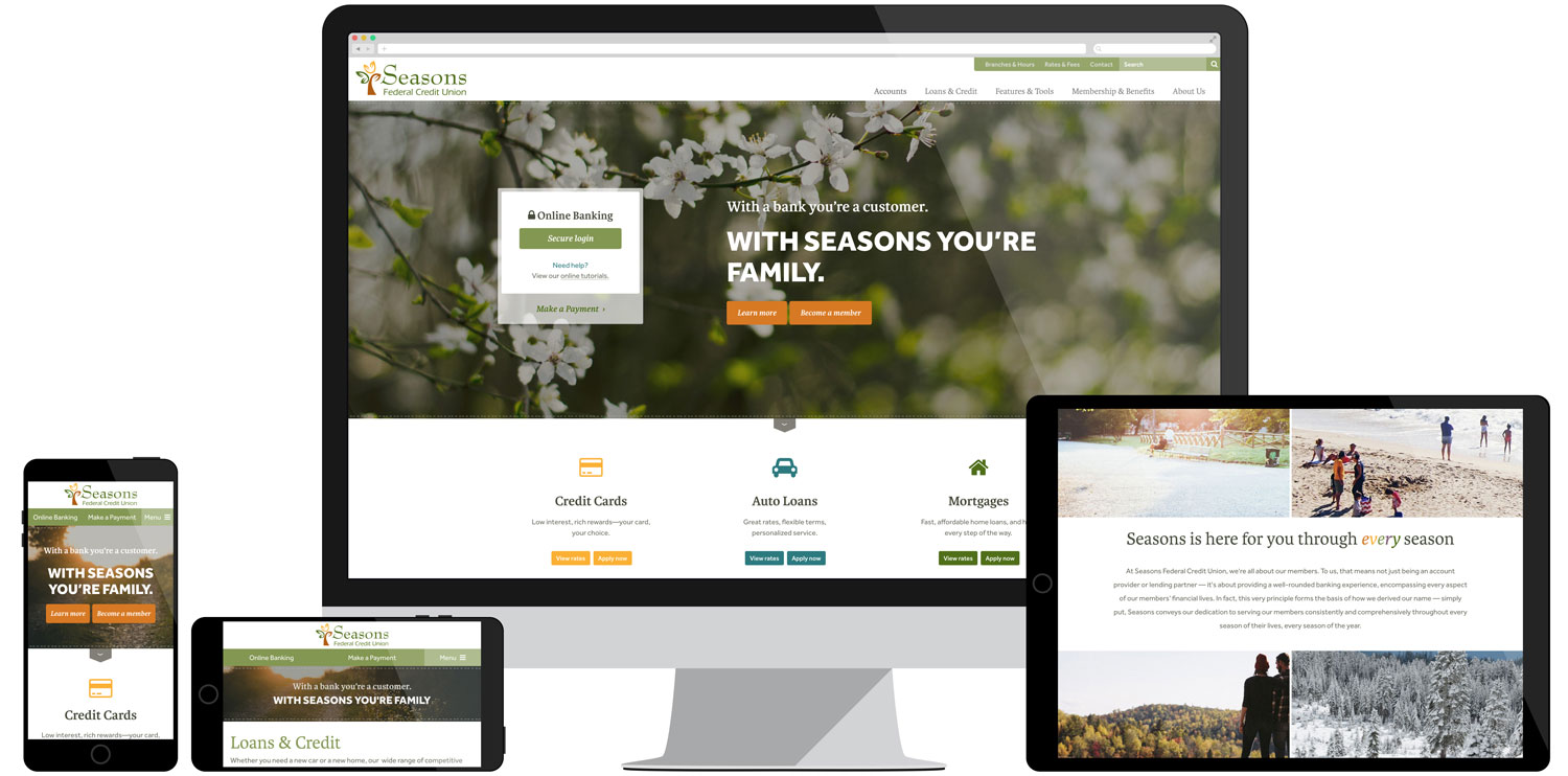 Web design for Seasons Federal Credit Union