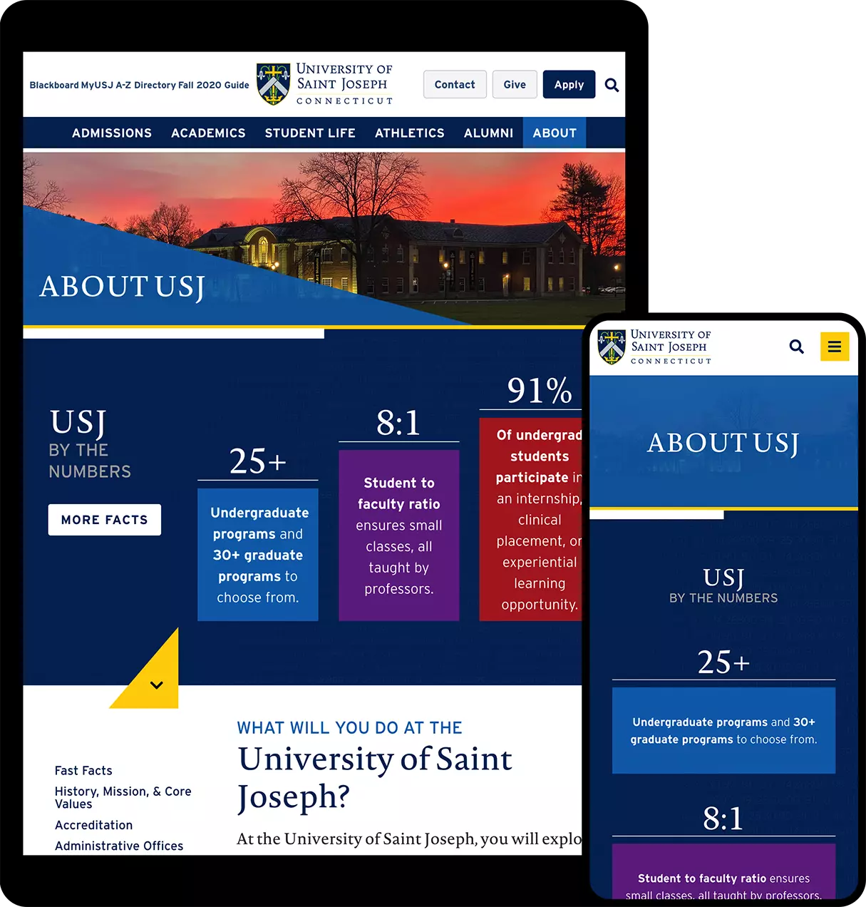 University of Saint Joseph Website Design