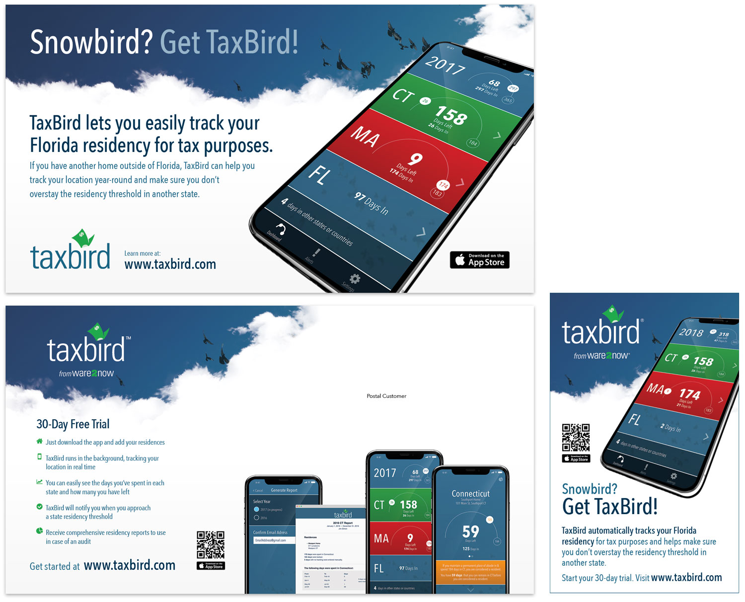 Postcard and AD for TaxBird
